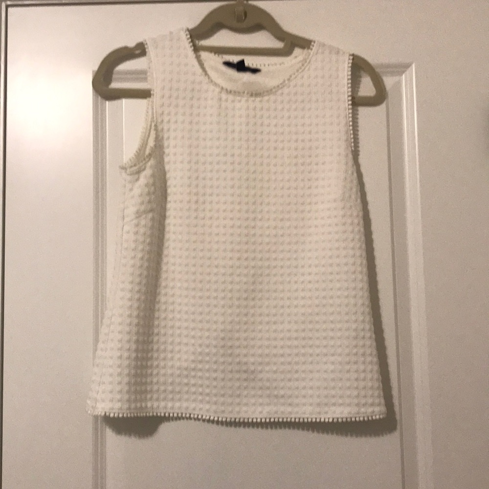 White Textured Sleeveless Open Back Shirt